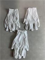 3 pair of white gloves