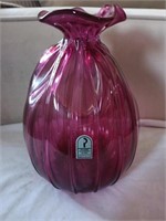 Pilgrim Glass Cranberry Bag  Vase