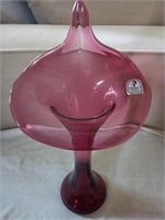 Pilgrim Glass Cranberry Jack in the Pulpit Vase