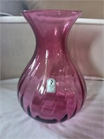 Pilgrim Glass Cranberry Paneled Optic Vase