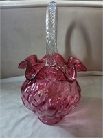 Fenton Cranberry Basket Vase