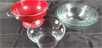 Nested mixing bowls, colander and more.