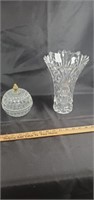 Crystal vase and candy dish. The crystal vase