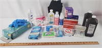 Collection of first aid and medical items.
