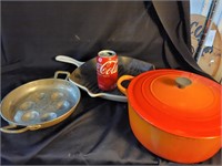 Cookware enameled cast iron fry pan and small