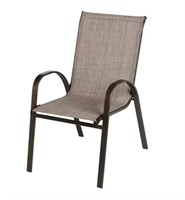 Brown Steel Sling Outdoor Patio Dining Chair