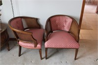 Pair Provincial Style Upholstered Can Sided Chairs