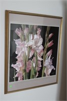 Framed Floral Print, signed and dated