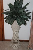 Wicker Plant Stand with Artificial Plant
