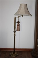 Brass Bridge Style Floor Lamp with Shade