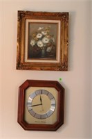 Decorator Floral Oil Painting & Seiko Quartz Clock
