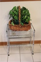 Small Chrome Stand with Fern in Basket
