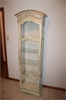 French Style Antique Painted Curio Lighted Curio