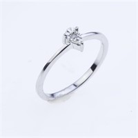 Sz 7.5 Pear Shape Diamond Cut Diamond Accent Ring