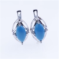 Sterling Silver Syn Blue Turquoise Earrings