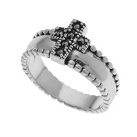 Sterling Silver Marcasite Cross Ring-SZ 6