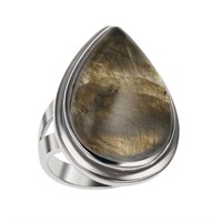 Sterling Silver Labradorite Pear Shaped Ring-SZ 9