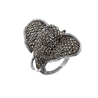 Sterling Silver Marcasite Elephant Ring-SZ 8