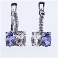 Morganite & Tanzanite Sterling Silver  Earrings