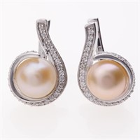 Pearl & Zircon Swirl Sterling Silver Earrings