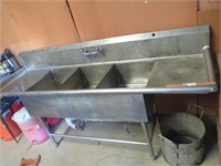 Eight Foot Three Compartment Stainless Sink