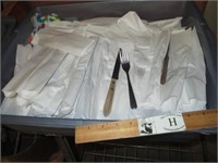 Tote w/ Hundreds of Forks & Knives in Bags