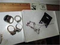 Sterling Silver Rings, Necklace, Earrings 925