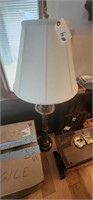 Vintage wood and brass floor lamp