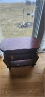 Vintage end table with drawer, shelf and m