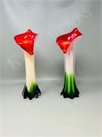 2 Tulip vases - 11 1/2" h (A9)