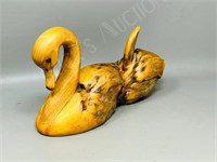 "Tundra Swan" spruce carving 10" x 6"  (A12)