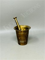 brass mortar & pestle set , approx 4 " h  ( A 15)