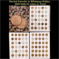 Partial Lincoln 1c Whitman Folder, 1909-1940 63 co