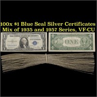 100x $1 Blue Seal Silver Certificates - Mix of 193