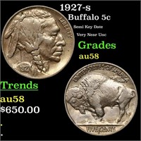 1927-s Buffalo Nickel 5c Grades Choice AU/BU Slide