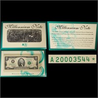 1995 $2 Green Seal Millennium Note Federal Reserve