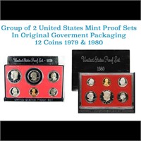 Group of 2 United States Mint Proof Sets 1979-1980