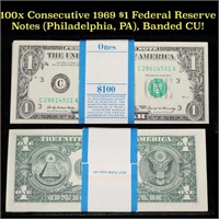 100x Consecutive 1969 $1 Federal Reserve Notes (Ph