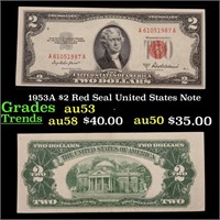 1953A $2 Red Seal United States Note Grades Select
