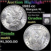 ***Auction Highlight*** 1881-cc Morgan Dollar $1 G