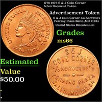 1776-1976 S & J Coin Corner Advertisement Token Gr