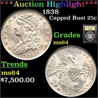 ***Auction Highlight*** 1838 Capped Bust Quarter 2