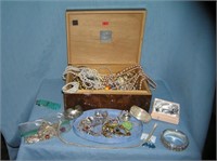 Large estate box full of vintage and costume jewel