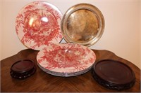 Silverplate Tray, Large Underplates & 2 Stands