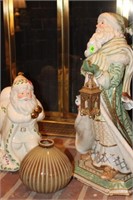 Fitz & Floyd Santa w/Lantern, Lenox Santa & Vase