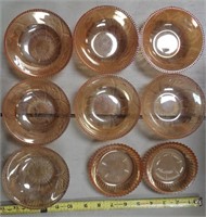 Iris Jeannette Glass Co. Fruit bowls and coasters