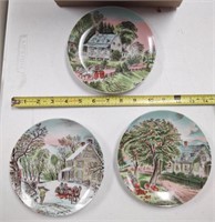 Vintage Currier & Ives 3 seasons plates