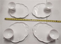 Vintage Westmoreland milk glass snack set