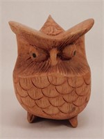 HAND-CARVED OWL STATUE