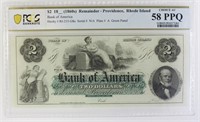 1860'S $2.00 BANK OF AMERICA NOTE